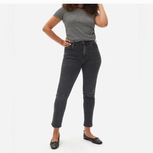 Everlane The Original Curvy Cheeky Jean Straight Coal Black Sz 24